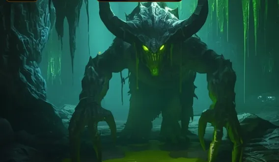 Slime monster in an elemental cavern